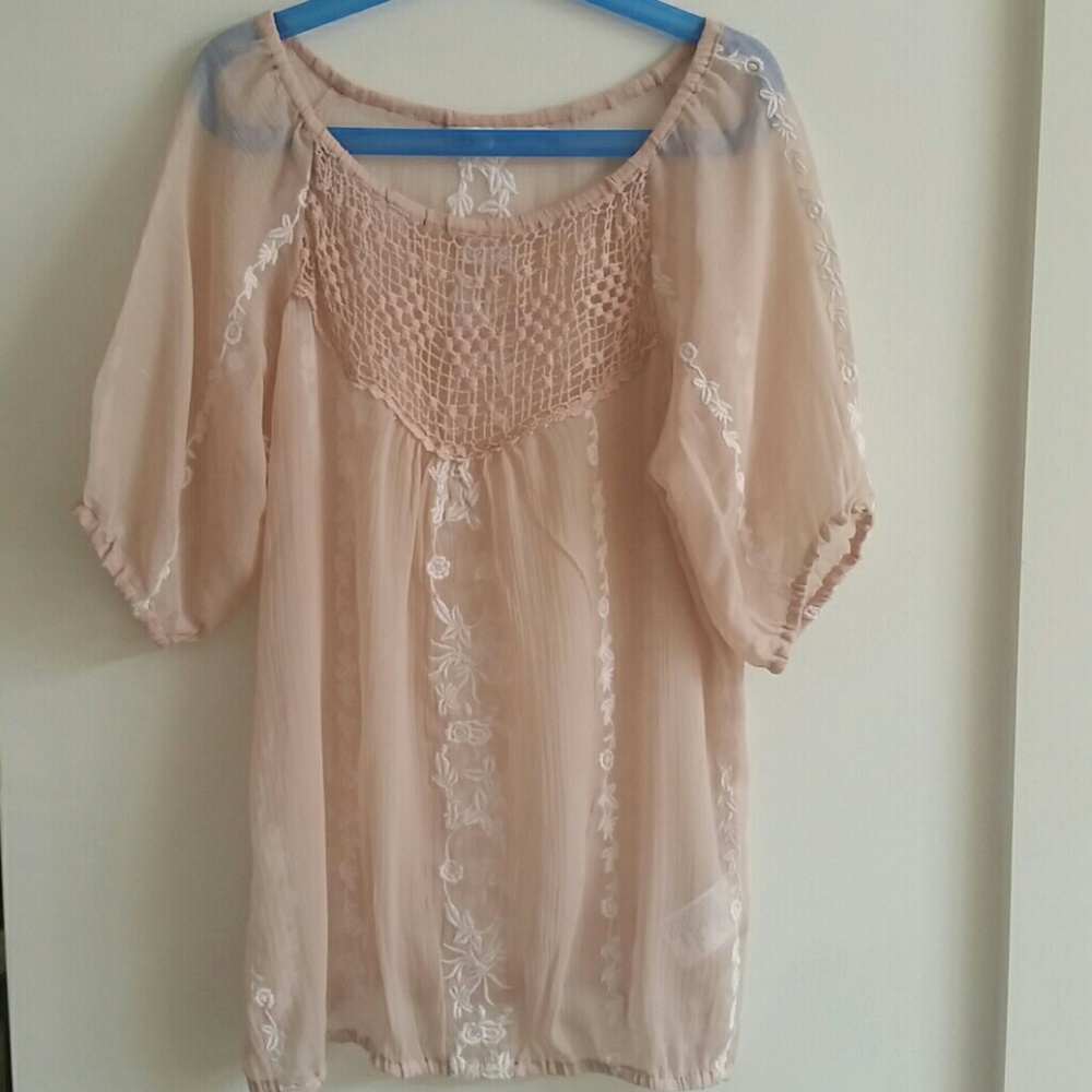 Paper Crane Blush Pink Flowing Blouse Size Small